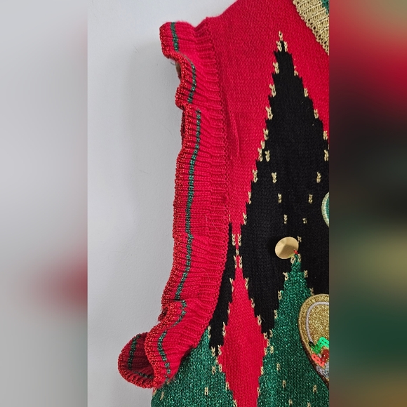 Blizzard Bay Oh Snap Gingerbread Christmas Holiday Sweater Vest Sz XL - Picture 5 of 14